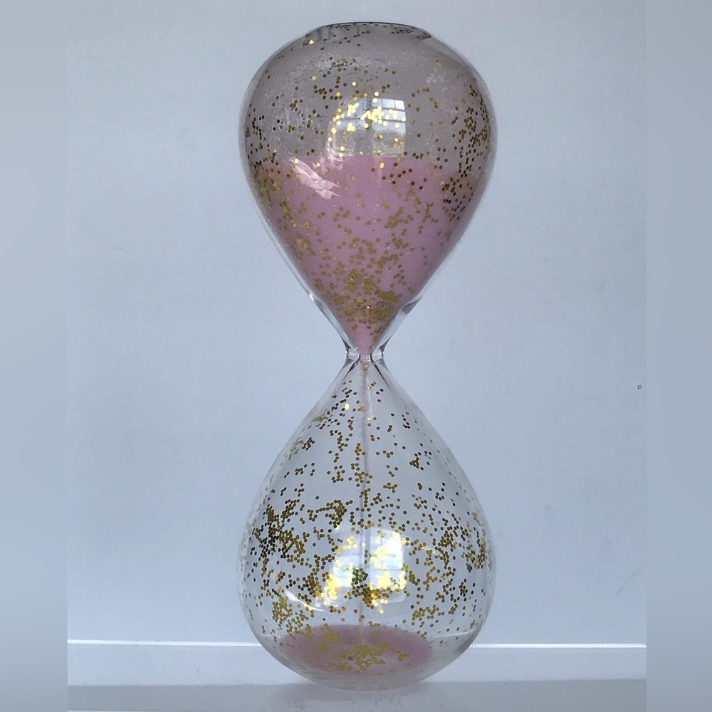 Glass Time Sand Timer Chic Sparkly Hourglass Glitter Accents Pink Sand Decor